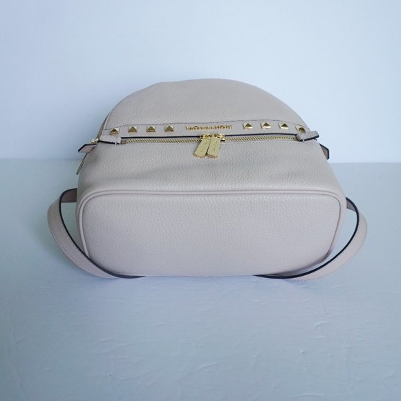 Michael Kors Kenly Medium Backpack Pebbled Leather Pink Gold Toned Studs main image 4
